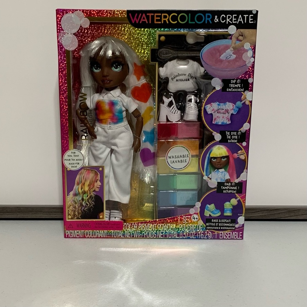 Rainbow High Watercolor & Create Fashion Doll with Accessories-New